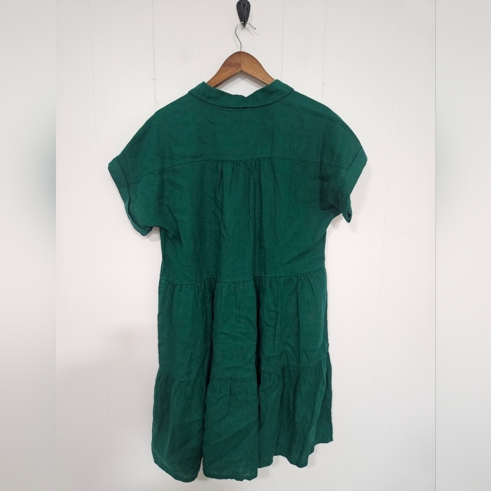 Michael Stars Emerald Green Greta Tiered Linen Dress - Picture 3 of 5